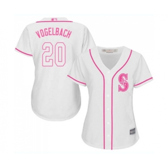 Women's Seattle Mariners #20 Dan Vogelbach Replica White Fashion Cool Base Baseball Jersey - Ujersey