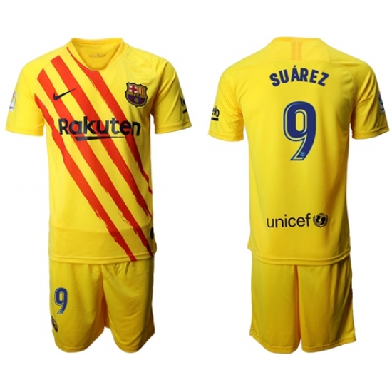 Barcelona #9 Suarez Yellow Soccer Club Jersey