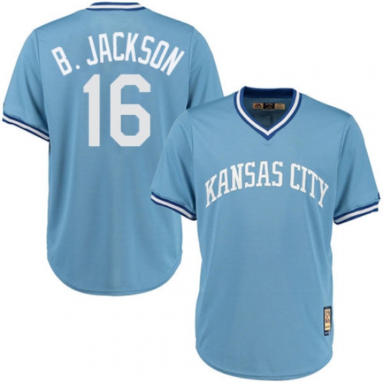 Men's Majestic Kansas City Royals #16 Bo Jackson Authentic Light Blue Cooperstown MLB Jersey - Ujersey