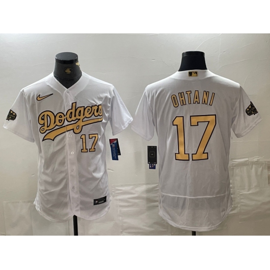 Men's Los Angeles Dodgers #17 Shohei Ohtani Number White 2022 All Star Stitched Flex Base Nike Jerseys - Ujersey