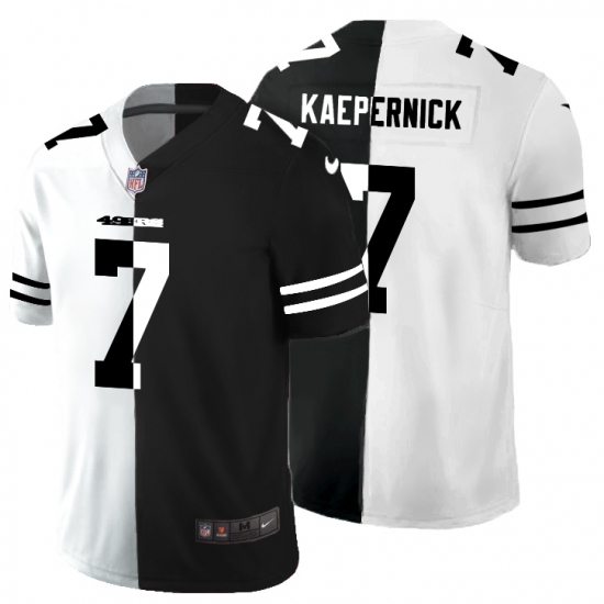 Men's San Francisco 49ers #7 Colin Kaepernick Black White Limited Split Fashion Football Jersey - Ujersey