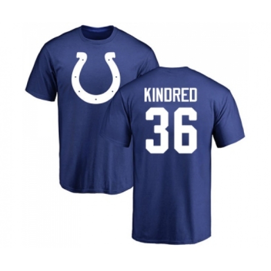 Football Indianapolis Colts #36 Derrick Kindred Royal Blue Name & Number Logo T-Shirt - Ujersey