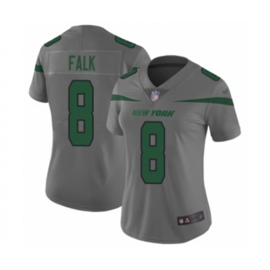 Women's New York Jets #8 Luke Falk Limited Gray Inverted Legend Football Jersey - Ujersey