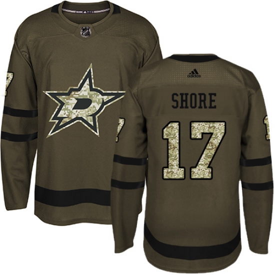 Youth Adidas Dallas Stars #17 Devin Shore Authentic Green Salute to Service NHL Jersey - Ujersey
