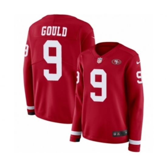 Women's Nike San Francisco 49ers #9 Robbie Gould Limited Red Therma Long Sleeve NFL Jersey - Ujersey