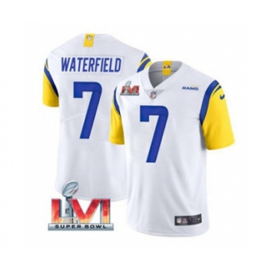 Men's Los Angeles Rams #7 Bob Waterfield White 2022 Super Bowl LVI Vapor Limited Stitched Jersey - Ujersey