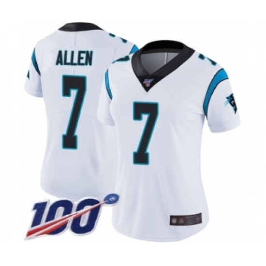 Women's Carolina Panthers #7 Kyle Allen White Vapor Untouchable Limited Player 100th Season Football Jersey - Ujersey