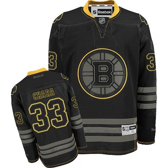 Men's Reebok Boston Bruins #33 Zdeno Chara Authentic Black Ice NHL Jersey - Ujersey