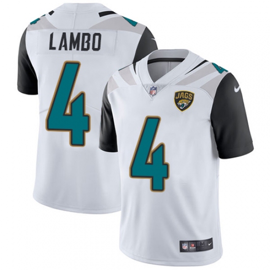 Men's Nike Jacksonville Jaguars #4 Josh Lambo White Vapor Untouchable Limited Player NFL Jersey - Ujersey