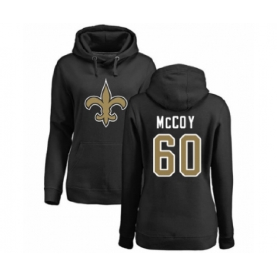 Football Women's New Orleans Saints #60 Erik McCoy Black Name & Number Logo Pullover Hoodie - Ujersey