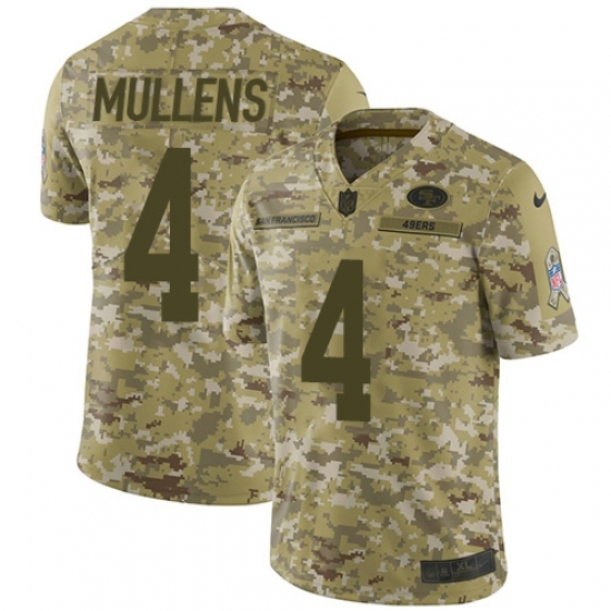 Men's Nike San Francisco 49ers #4 Nick Mullens Limited Camo 2018 Salute to Service NFL Jersey - Ujersey