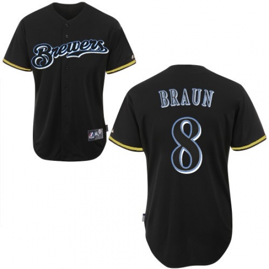 Men's Majestic Milwaukee Brewers #8 Ryan Braun Replica Black Fashion MLB Jersey - Ujersey