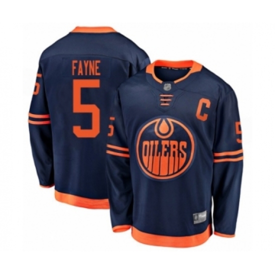Youth Edmonton Oilers #5 Mark Fayne Authentic Navy Blue Alternate Fanatics Branded Breakaway Hockey Jersey - Ujersey
