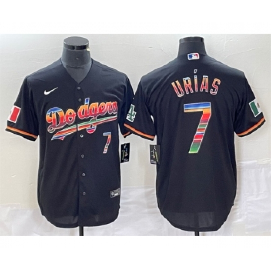 Men's Los Angeles Dodgers #7 Julio Urías Black Mexico Cool Base Stitched Jersey - Ujersey