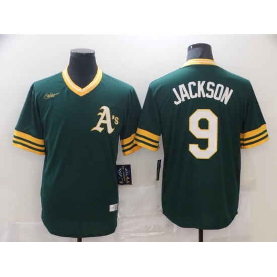 Men's Nike Oakland Athletics #9 Reggie Jackson Green Alternate Flex Base Authentic Jersey - Ujersey