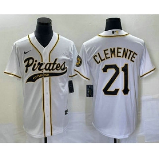 Men's Pittsburgh Pirates #21 Roberto Clemente White Cool Base Stitched Baseball Jersey - Ujersey