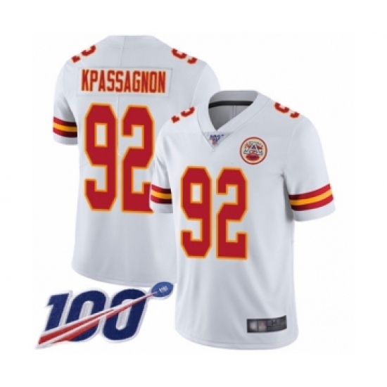Men's Kansas City Chiefs #92 Tanoh Kpassagnon White Vapor Untouchable Limited Player 100th Season Football Jersey - Ujersey