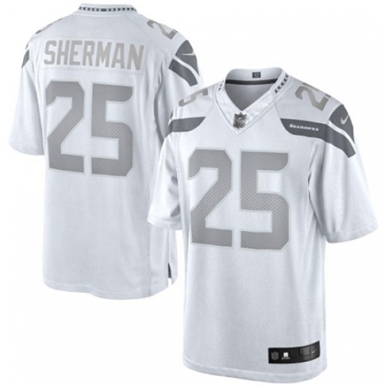 Men's Nike Seattle Seahawks #25 Richard Sherman Limited White Platinum NFL Jersey - Ujersey