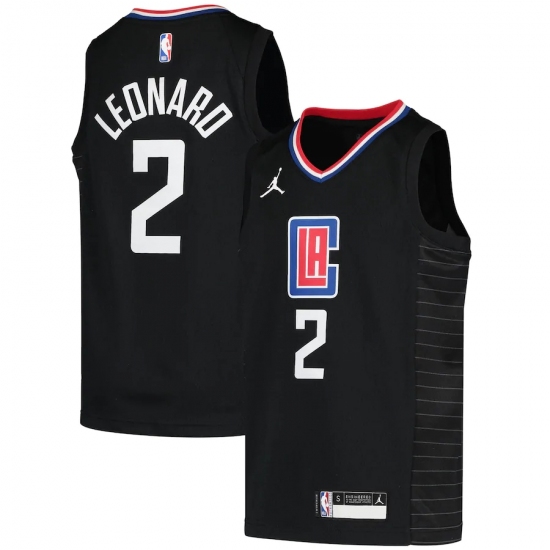 Youth LA Clippers #2 Kawhi Leonard Jordan Brand Black 2020-21 Swingman Player Jersey