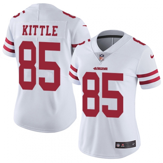 Women's Nike San Francisco 49ers #85 George Kittle White Vapor Untouchable Limited Player NFL Jersey - Ujersey