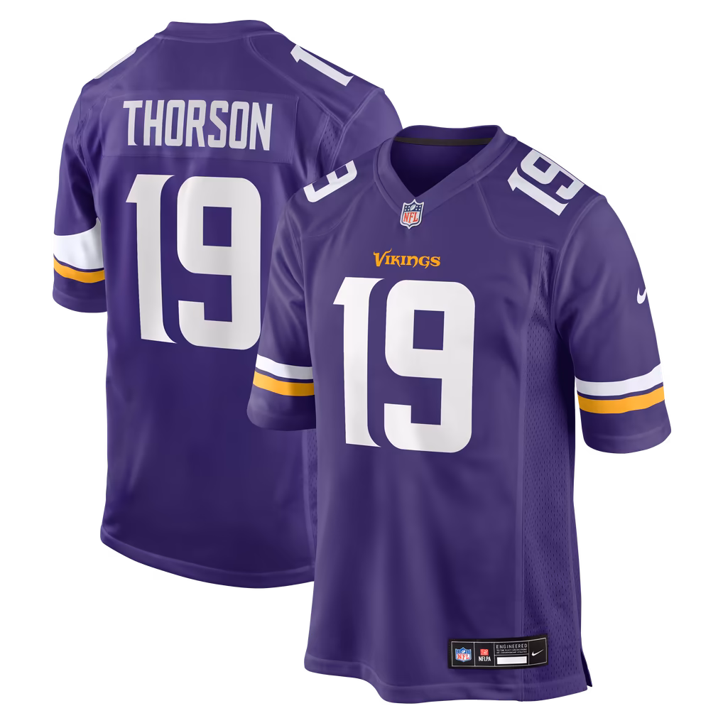 Men's Minnesota Vikings Brett Thorson Nike Purple Team Game Jersey - Ujersey Shop