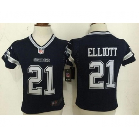 Toddler Dallas Cowboys #21 Ezekiel Elliott Navy Blue Team Color Stitched NFL Nike Game Jersey - Ujersey
