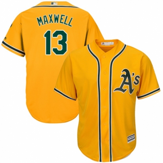 Men's Majestic Oakland Athletics #13 Bruce Maxwell Replica Gold Alternate 2 Cool Base MLB Jersey - Ujersey