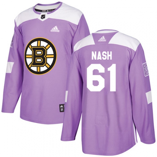 Youth Adidas Boston Bruins #61 Rick Nash Authentic Purple Fights Cancer Practice NHL Jersey - Ujersey