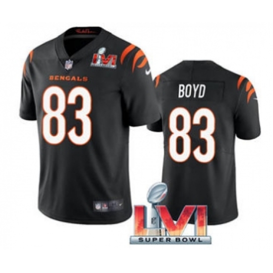 Men's Cincinnati Bengals #83 Tyler Boyd Black 2022 Super Bowl LVI Vapor Limited Stitched Jersey - Ujersey