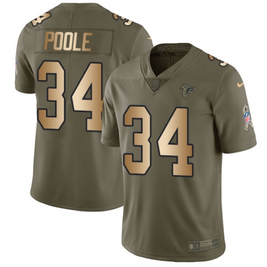 Men's Nike Atlanta Falcons #34 Brian Poole Limited Olive/Gold 2017 Salute to Service NFL Jersey - Ujersey