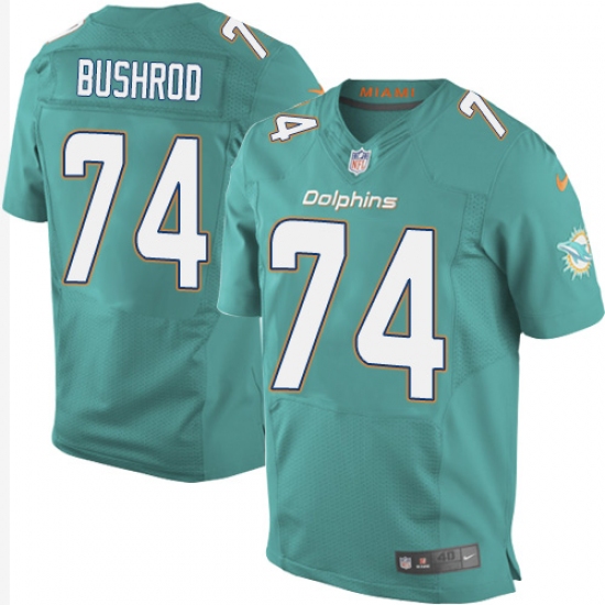 Men's Nike Miami Dolphins #74 Jermon Bushrod Elite Aqua Green Team Color NFL Jersey - Ujersey