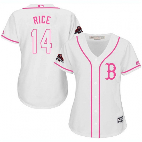 Women's Majestic Boston Red Sox #14 Jim Rice Authentic White Fashion 2018 World Series Champions MLB Jersey - Ujersey