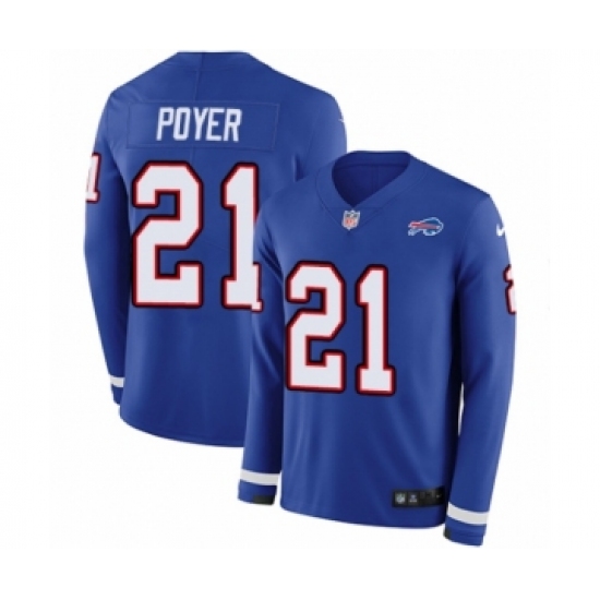Men's Nike Buffalo Bills #21 Jordan Poyer Limited Royal Blue Therma Long Sleeve NFL Jersey - Ujersey