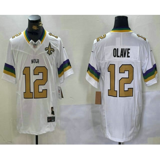 Men's New Orleans Saints #12 Chris Olave White Team 2024 FUSE Vapor Limited Stitched Jersey - Ujersey