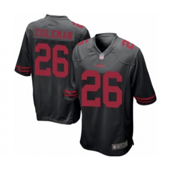 Men's San Francisco 49ers #26 Tevin Coleman Game Black Football Jersey - Ujersey