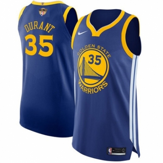 Men's Nike Golden State Warriors #35 Kevin Durant Authentic Royal Blue Road 2018 NBA Finals Bound NBA Jersey - Icon Edition - Ujersey