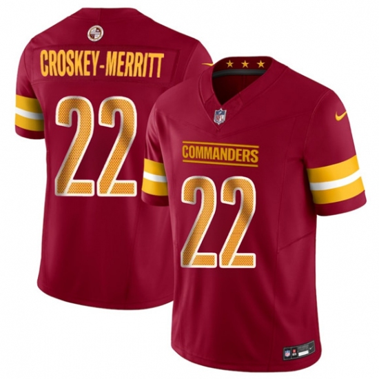 Men's Washington Commanders #22 Jacory Croskey-Merritt Burgundy 2025 Draft F.U.S.E. Vapor Limited Football Stitched Jersey - Ujersey