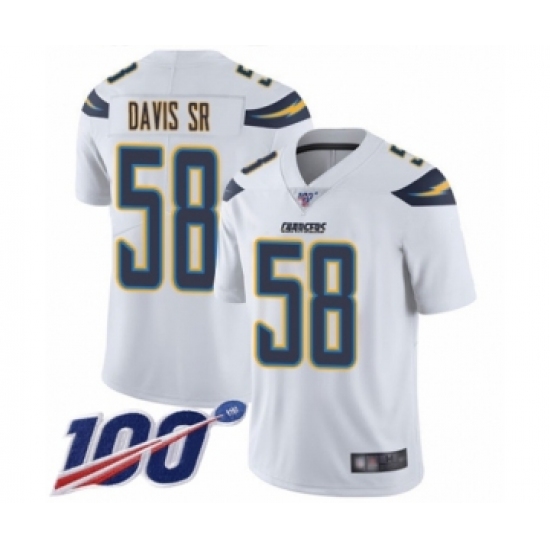 Men's Los Angeles Chargers #58 Thomas Davis Sr White Vapor Untouchable Limited Player 100th Season Football Jersey - Ujersey