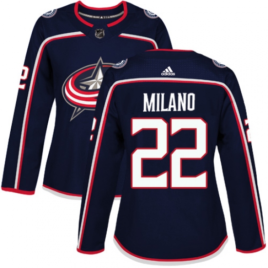 Women's Adidas Columbus Blue Jackets #22 Sonny Milano Premier Navy Blue Home NHL Jersey - Ujersey