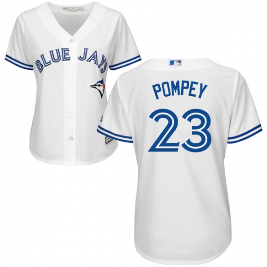 Women's Majestic Toronto Blue Jays #23 Dalton Pompey Authentic White Home MLB Jersey - Ujersey