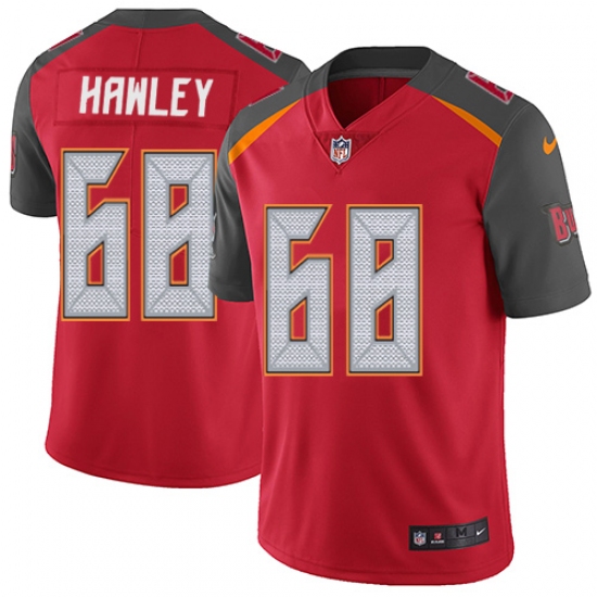 Men's Nike Tampa Bay Buccaneers #68 Joe Hawley Red Team Color Vapor Untouchable Limited Player NFL Jersey - Ujersey