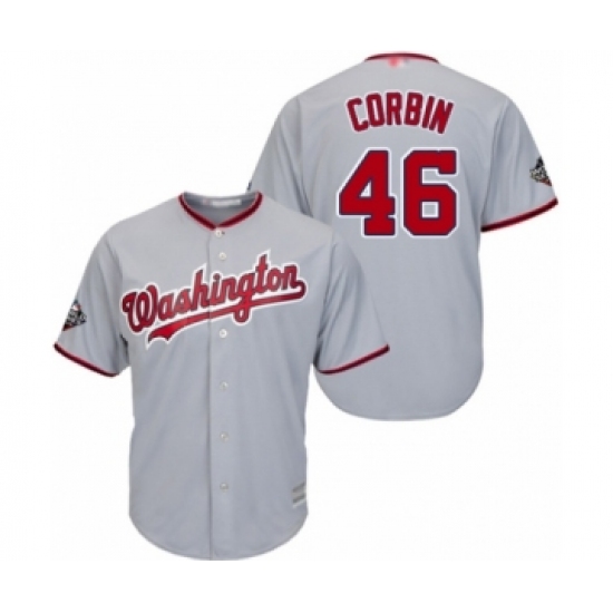 Youth Washington Nationals #46 Patrick Corbin Authentic Grey Road Cool Base 2019 World Series Bound Baseball Jersey - Ujersey