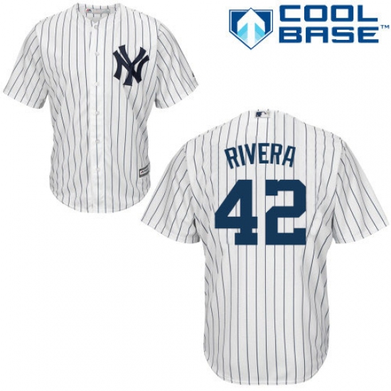 Men's Majestic New York Yankees #42 Mariano Rivera Replica White Home MLB Jersey - Ujersey