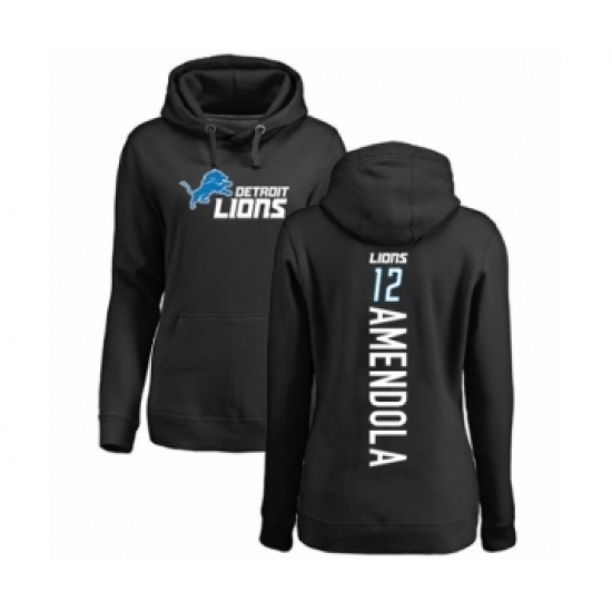 Football Women's Detroit Lions #12 Danny Amendola Black Backer Pullover Hoodie - Ujersey