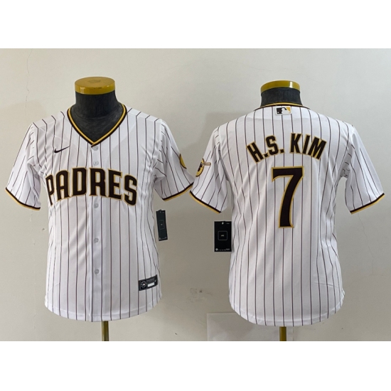 Youth San Diego Padres #7 Ha Seong Kim White Stitched Cool Base Nike Jersey - Ujersey