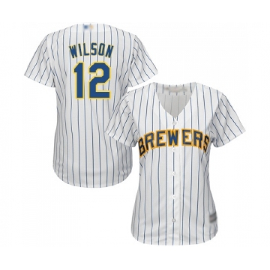 Women's Milwaukee Brewers #12 Alex Wilson Replica White Home Cool Base Baseball Jersey