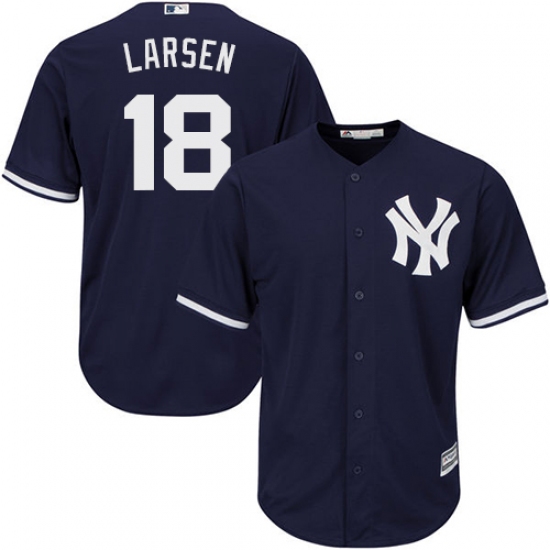 Men's Majestic New York Yankees #18 Don Larsen Replica Navy Blue Alternate MLB Jersey - Ujersey