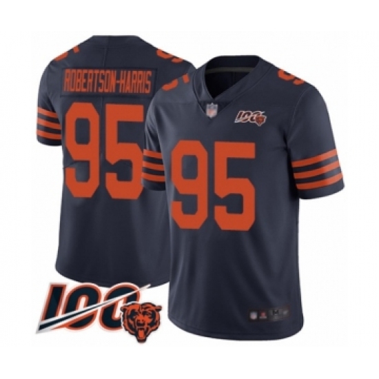 Men's Chicago Bears #95 Roy Robertson-Harris Limited Navy Blue Rush Vapor Untouchable 100th Season Football Jersey - Ujersey