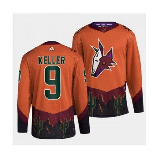 Men's Arizona Coyotes #9 Clayton Keller Orange 2022-23 Reverse Retro Stitched Jersey - Ujersey