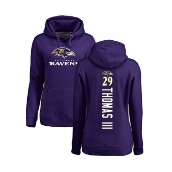 Football Women's Baltimore Ravens #29 Earl Thomas III Purple Backer Pullover Hoodie - Ujersey